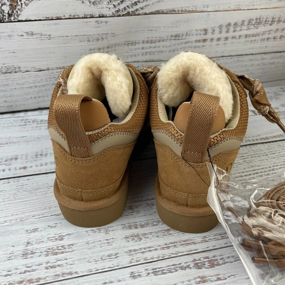 UGG Lowmel Womens US 7 Sneakers Chestnut Brown Suede Laces